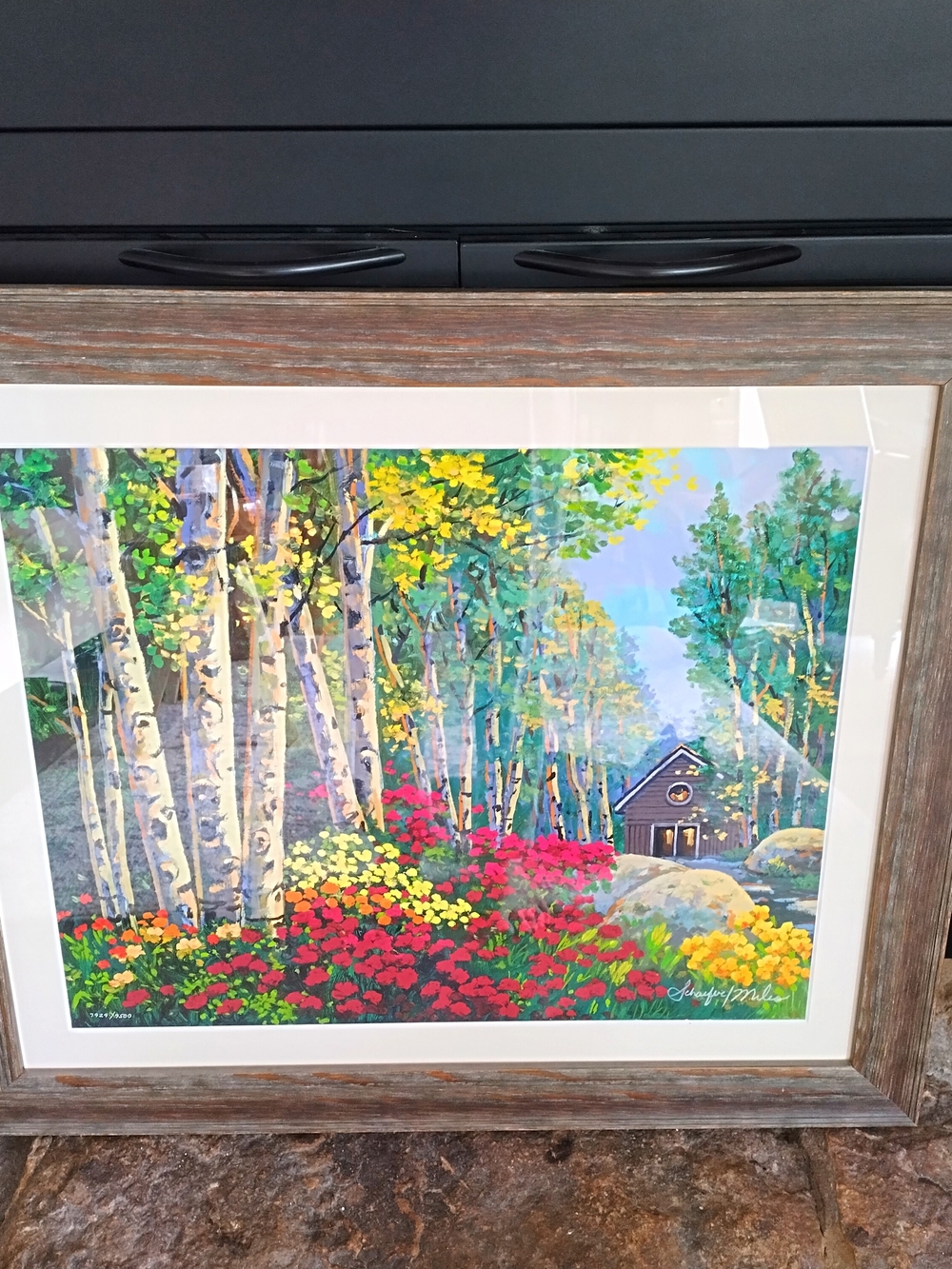 Large Framed "Leave The Lights On" Print. Schaefer/Miles. 7929/9500